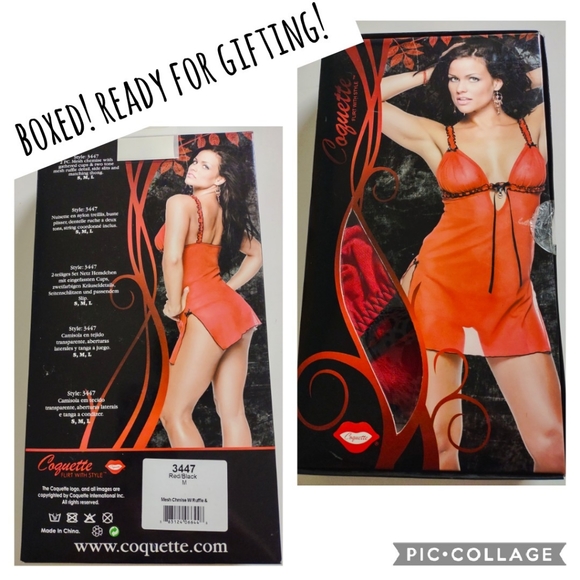 MEDIUM red ruffle babydoll & thong - Picture 6 of 13